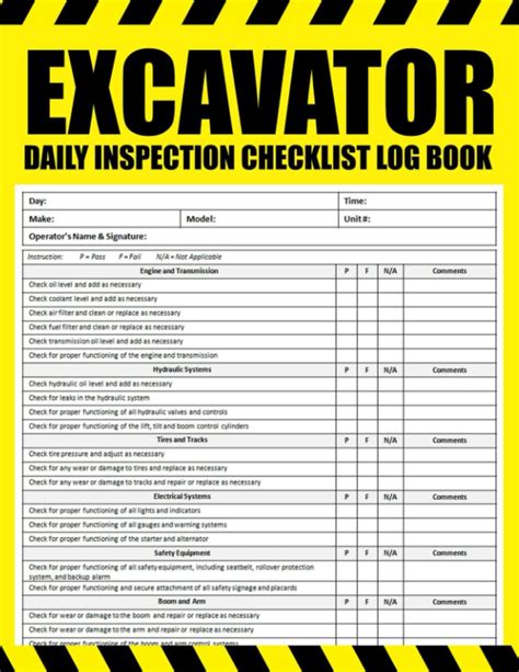 free mini excavator inspection sheet|excavator inspection checklist template.